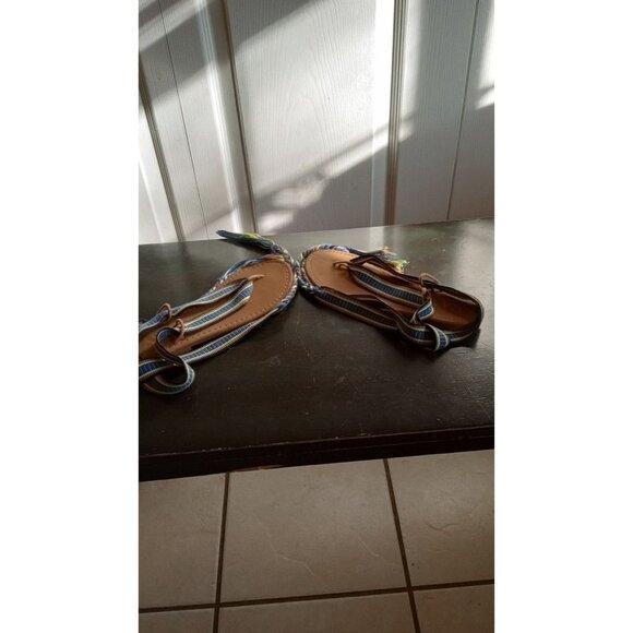 Sam and Libby blue and green multi color blend fabric Tie sandals - Picture 5 of 8